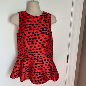 Kensie polka dot sleeveless peplum top